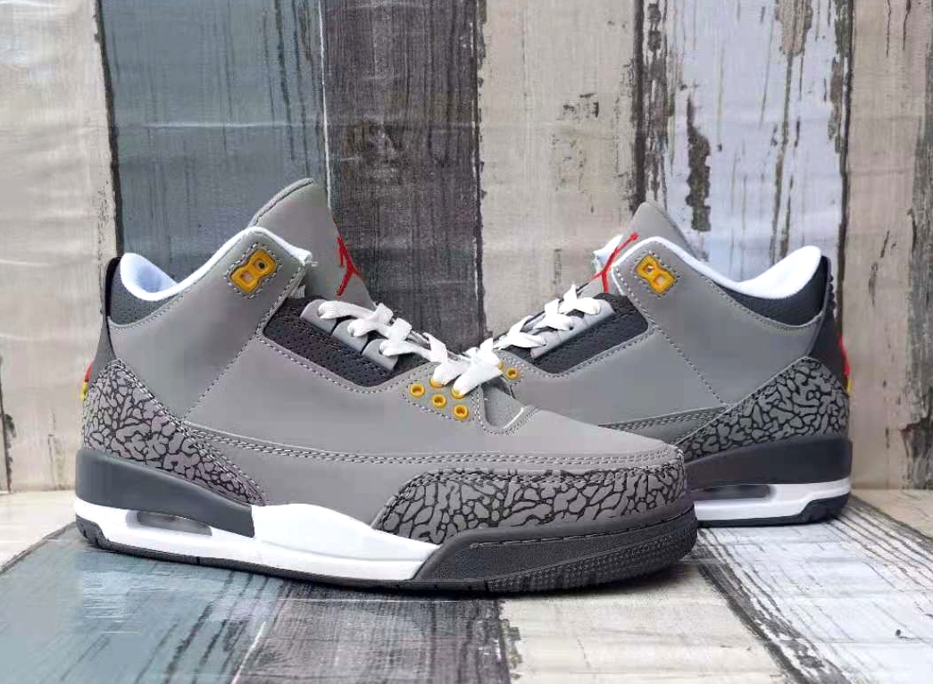 Air Jordan 3 Cool Grey Yellow White Shoes